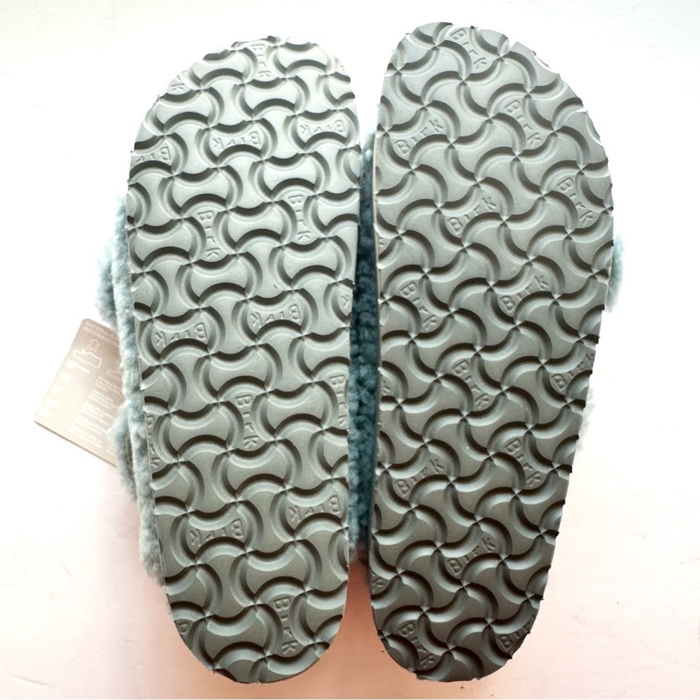 NWT Birkenstock Papillio Arizona Big Buckle Shearling fuzzy sandal blue 39/8 - Picture 10 of 16